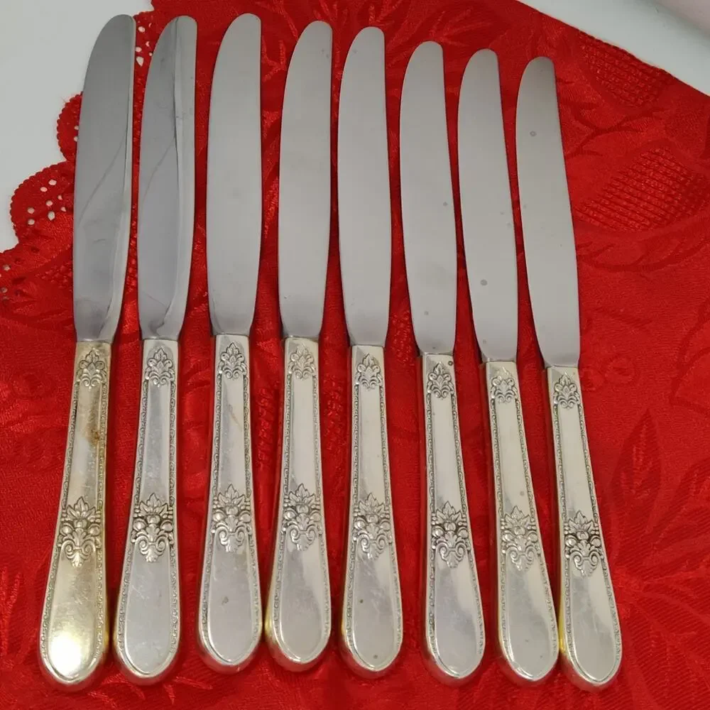 8X BK Rogers Bros ADORATION International SilverPlate Butter Knives
